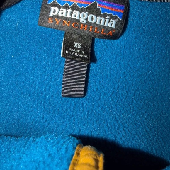 Patagonia Synchilla Snap T Fleece Blue Gold Pullover Men's XS Gorpcore - Picture 9 of 9